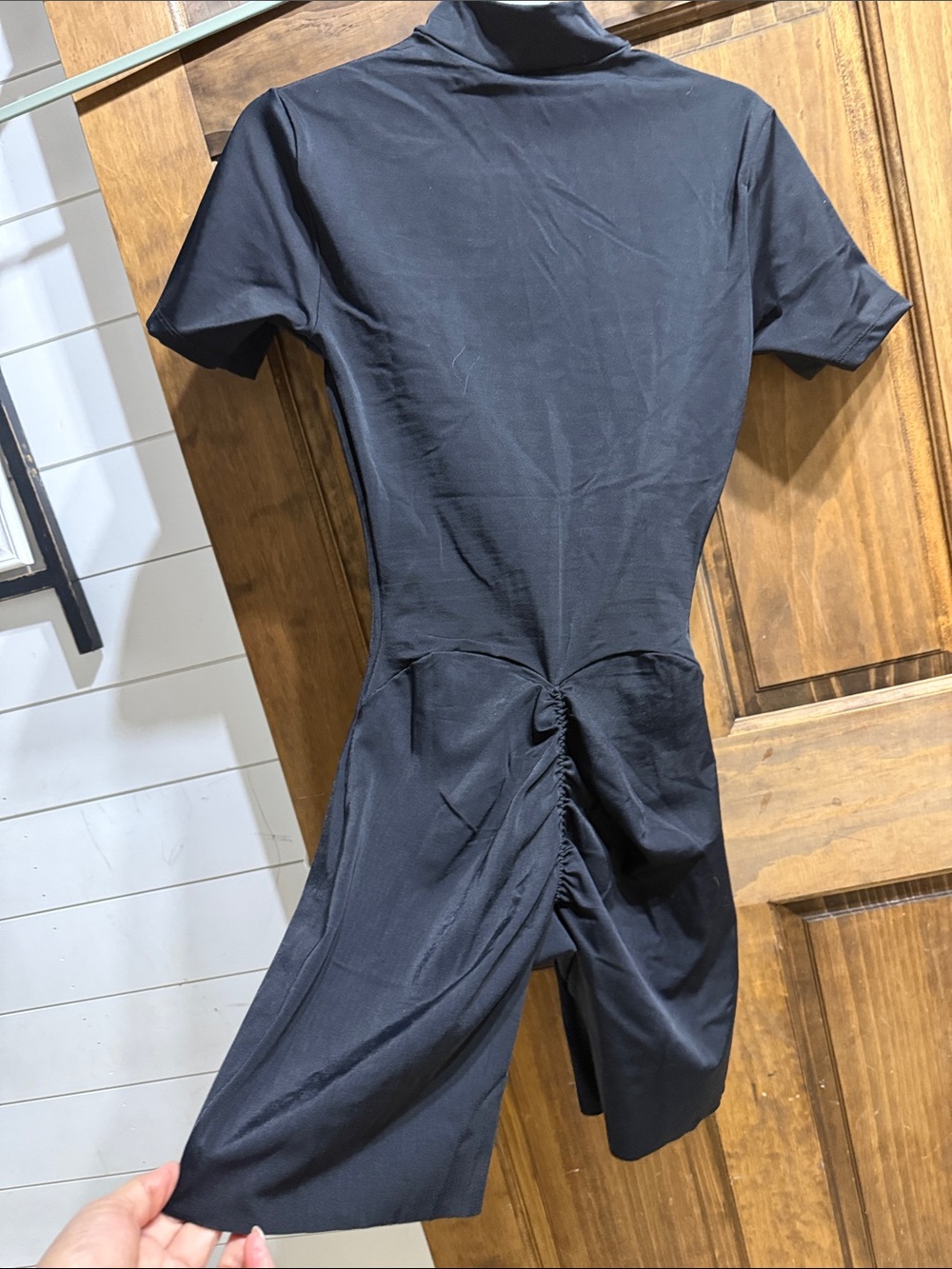 Kids Black One-Piece Romper - Turtleneck Short Sleeve